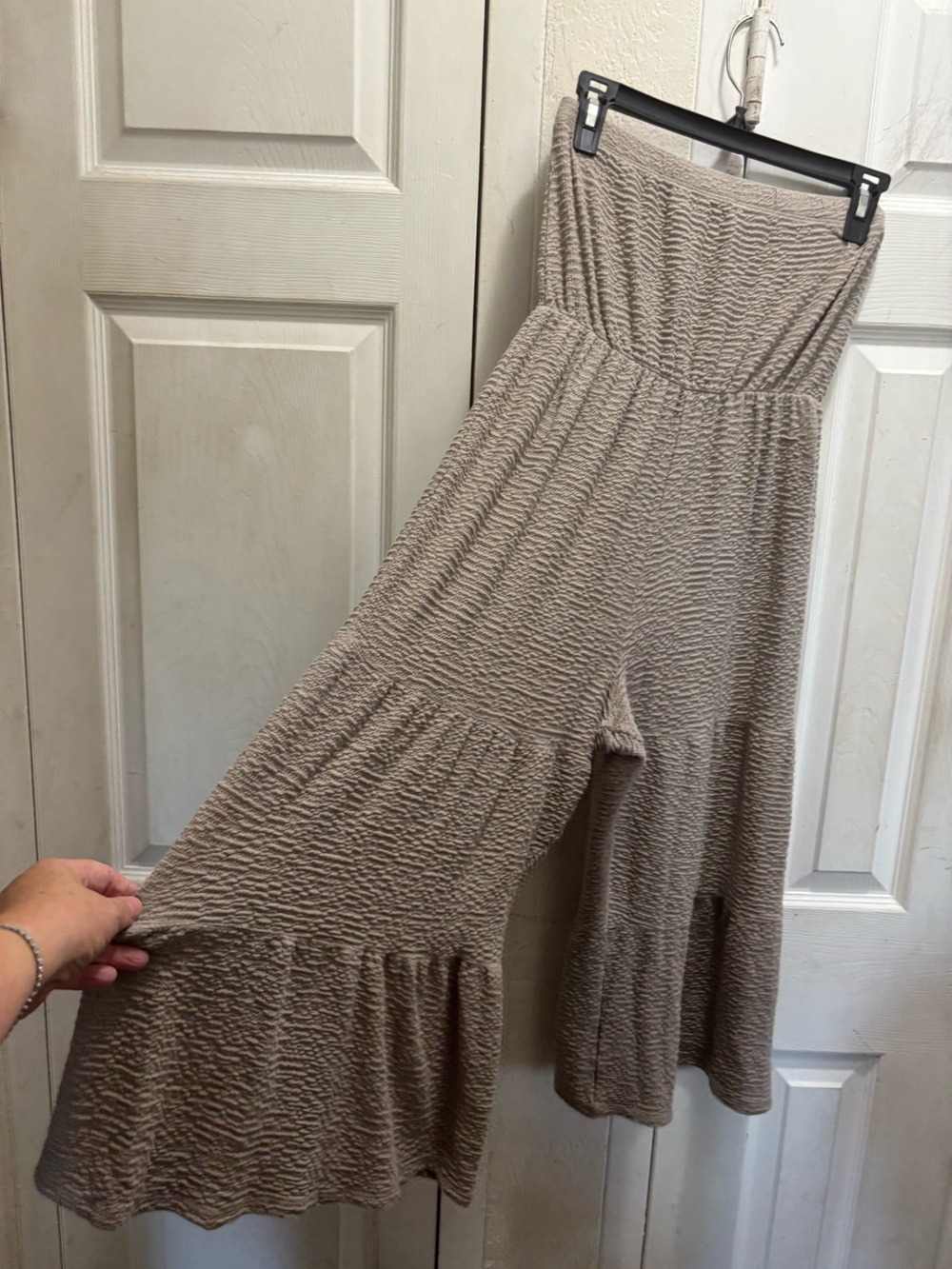 Ella Moss Strapless Wide-Leg Jumpsuit in Taupe